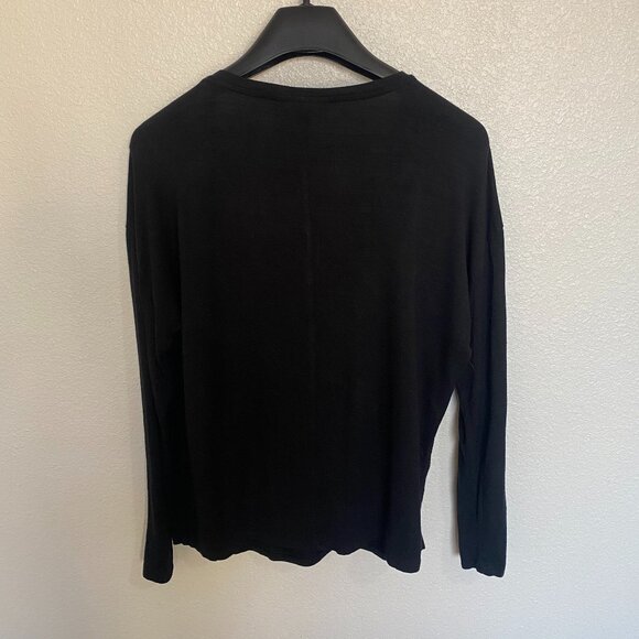 Women's long-sleeved black stretchy blouse with rhinestone shoulder detail - L - Picture 2 of 4